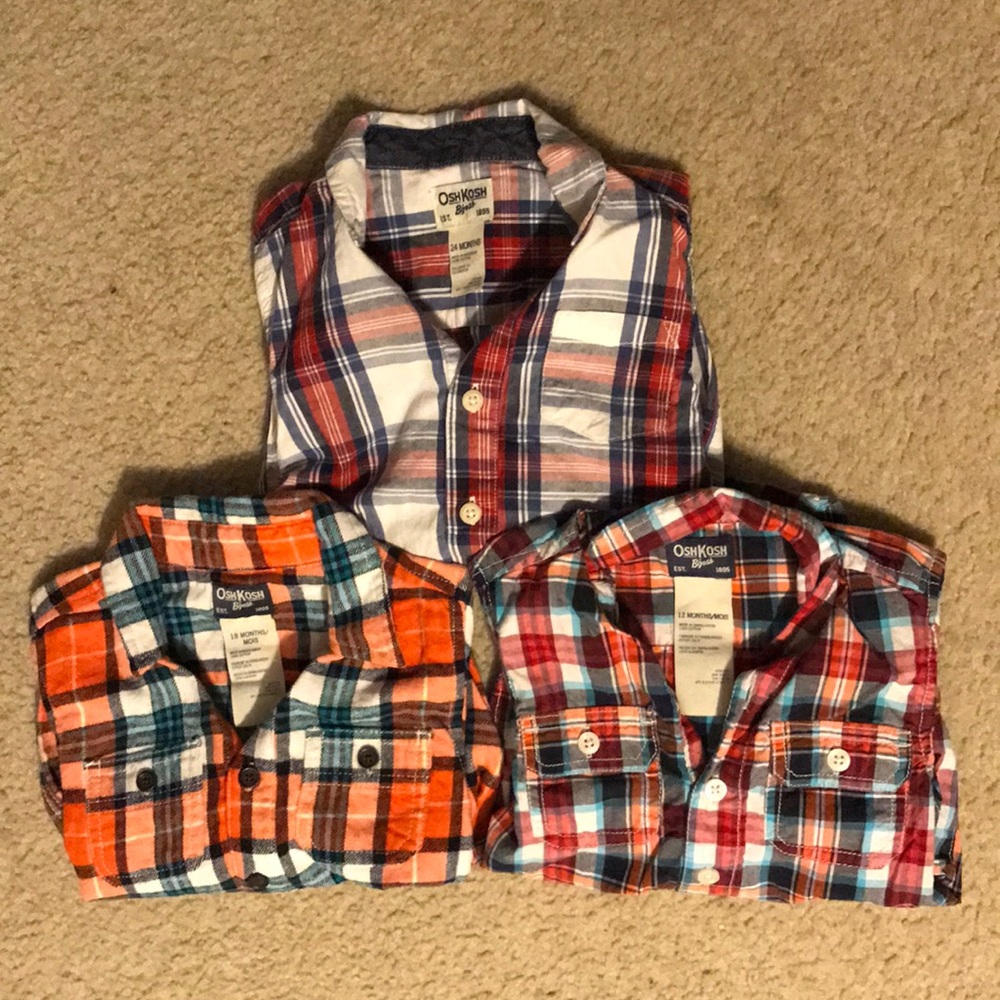 OshKosh B’gosh Plaid Onesies 12/18/24 months - Picture 8 of 8